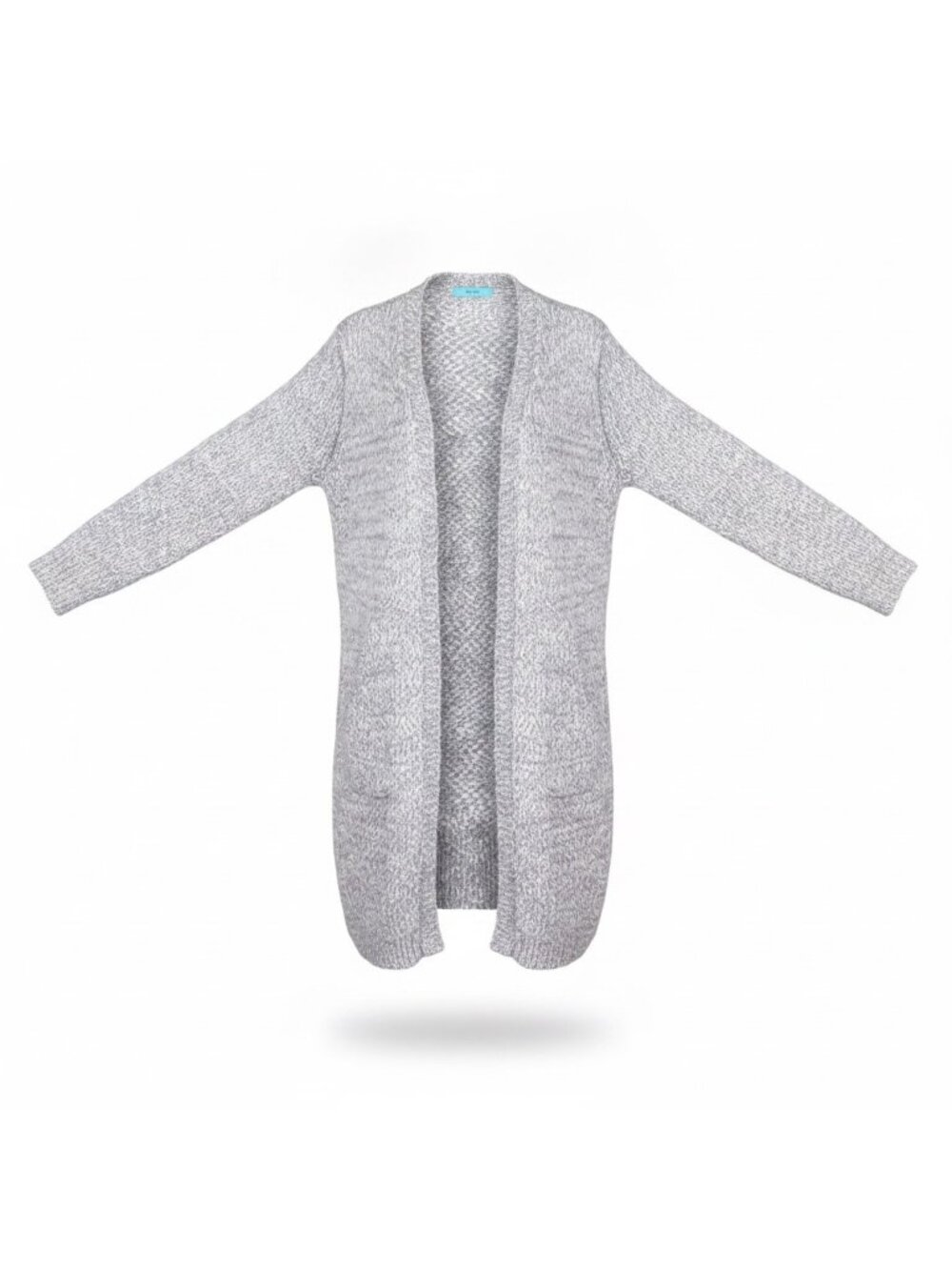 Blue Illusion Womens Silver Long Open Front Cardigan Lightweight Sz M